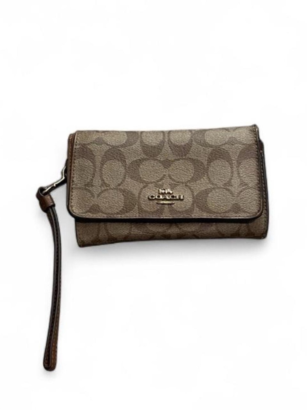 COACH Women's Bifold Phone Wallet Brown Signature Canvas F32484